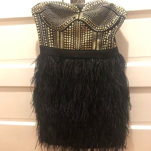 Feather and stud cocktail dress